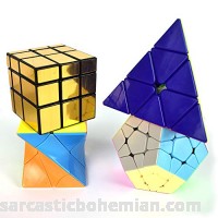 Speed Cube Set of 4 Magic Cube Pyramid Megaminx Gold Mirror Skewb Twist Speed Puzzle  B07DFHPNRY